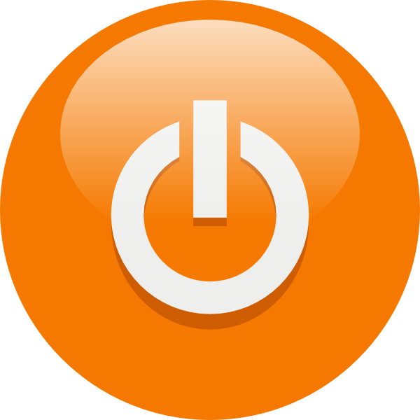 Orange Power Button (600x600), Png Download