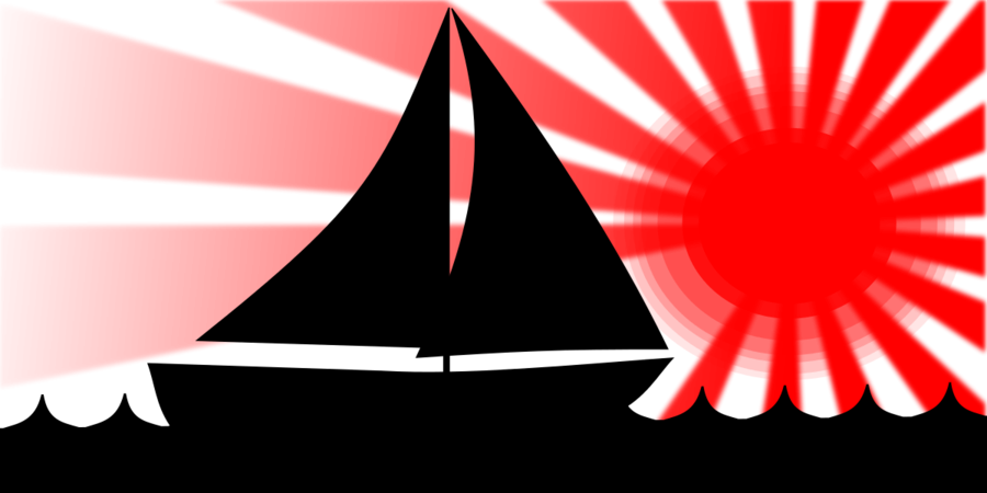 Sailing, Sailboat, Sunset, Sunrise - Red Sun Tattoo (668x340), Png Download