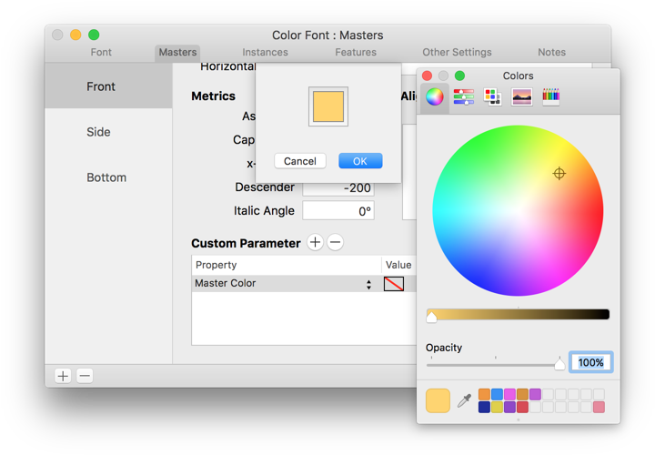 In The Property Pop-up, You Pick Master Color, And - Font (735x511), Png Download