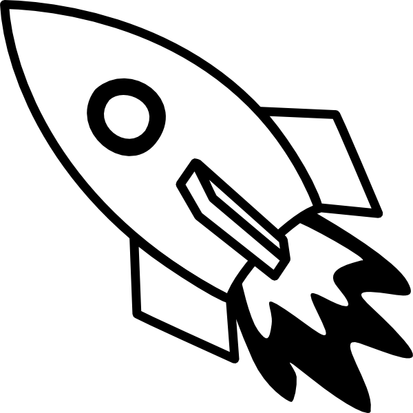 Black And White Rocket Fire Clip Art At Clker - Rocket Clip Art (600x600), Png Download