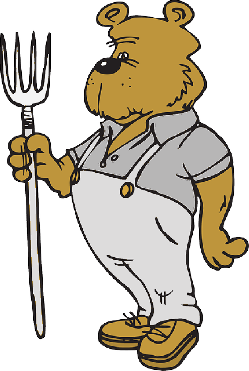 Farm, Tool, Farmer, Bear, Clothes, Pitchfork - Bear Farmer Clipart (800x1190), Png Download