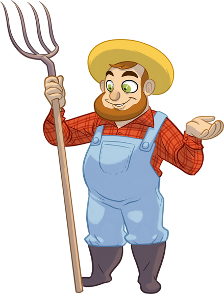 Farming Png Royalty Free Library Farm - Farmer Cartoon Png (439x578), Png Download