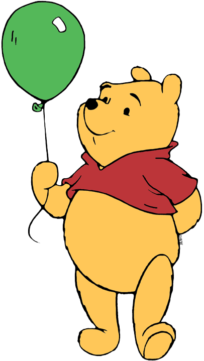 Winnie The Pooh Clipart Holding Balloon - Winnie The Pooh Holding Balloons (406x719), Png Download