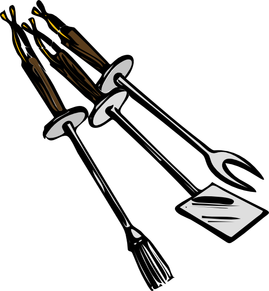 Bbq Grilling Tools Clip Art Free Vector - Bbq Clip Art (552x596), Png Download