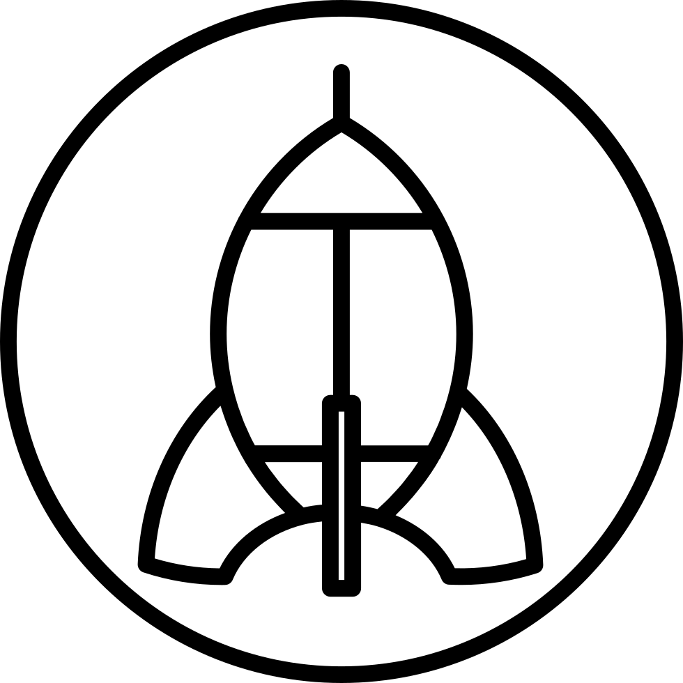 Rocket Ship Outline On Circle Background Comments (980x980), Png Download