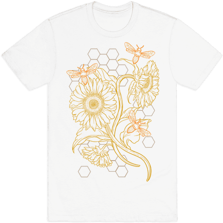 Honeybees & Sunflowers Mens T-shirt - Artist (484x484), Png Download