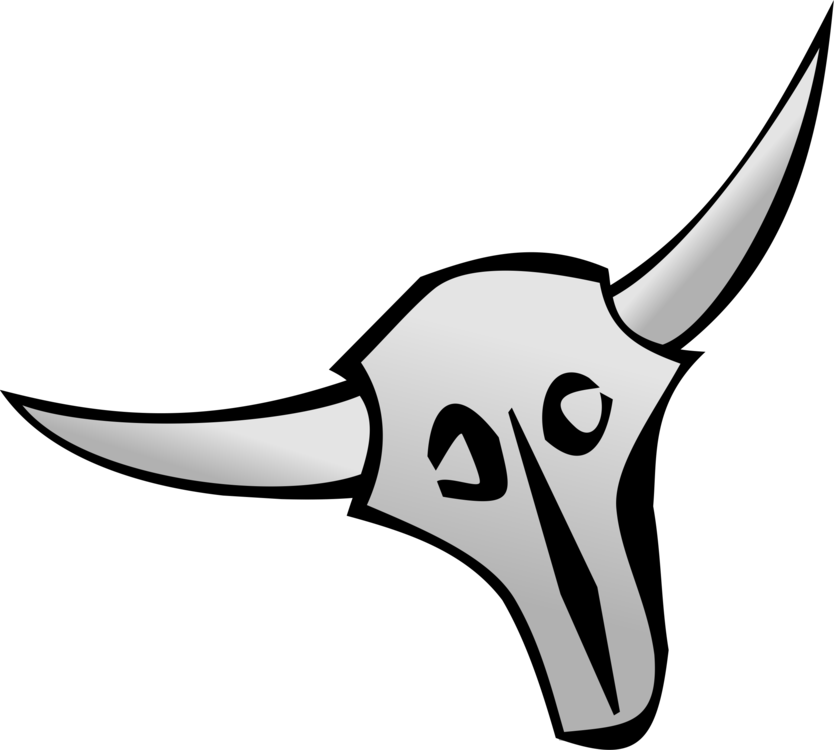 Cattle Bull Skull Drawing Horn - Bull Cartoon Skull (834x750), Png Download