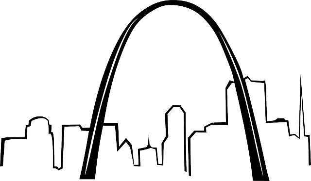 City, Black, Gateway, Outline, Saint, Drawing, Sketch - St Louis Arch Clip Art (640x373), Png Download