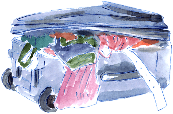 Illustration Of An Overpacked Suitcase, As Seen In - Watercolor Paint (940x529), Png Download