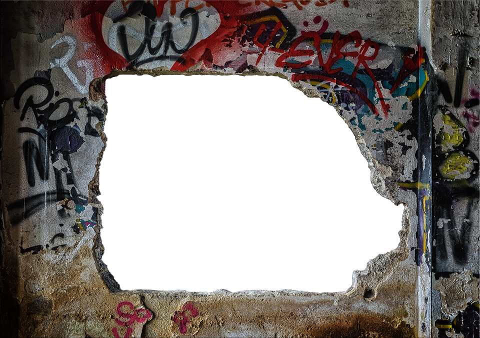 Concrete, Breakthrough, Hole, Wall, Graffiti, Destroyed - Break The Wall Transparent Png (960x676), Png Download
