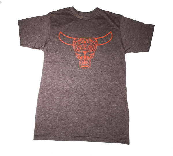 Mens Brown T-shirt Orange Skull - Texas Longhorn (600x543), Png Download
