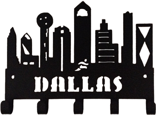 Dallas Skyline Buildings Black 5 Hook Medal Display - Dallas Skyline Vector (550x400), Png Download