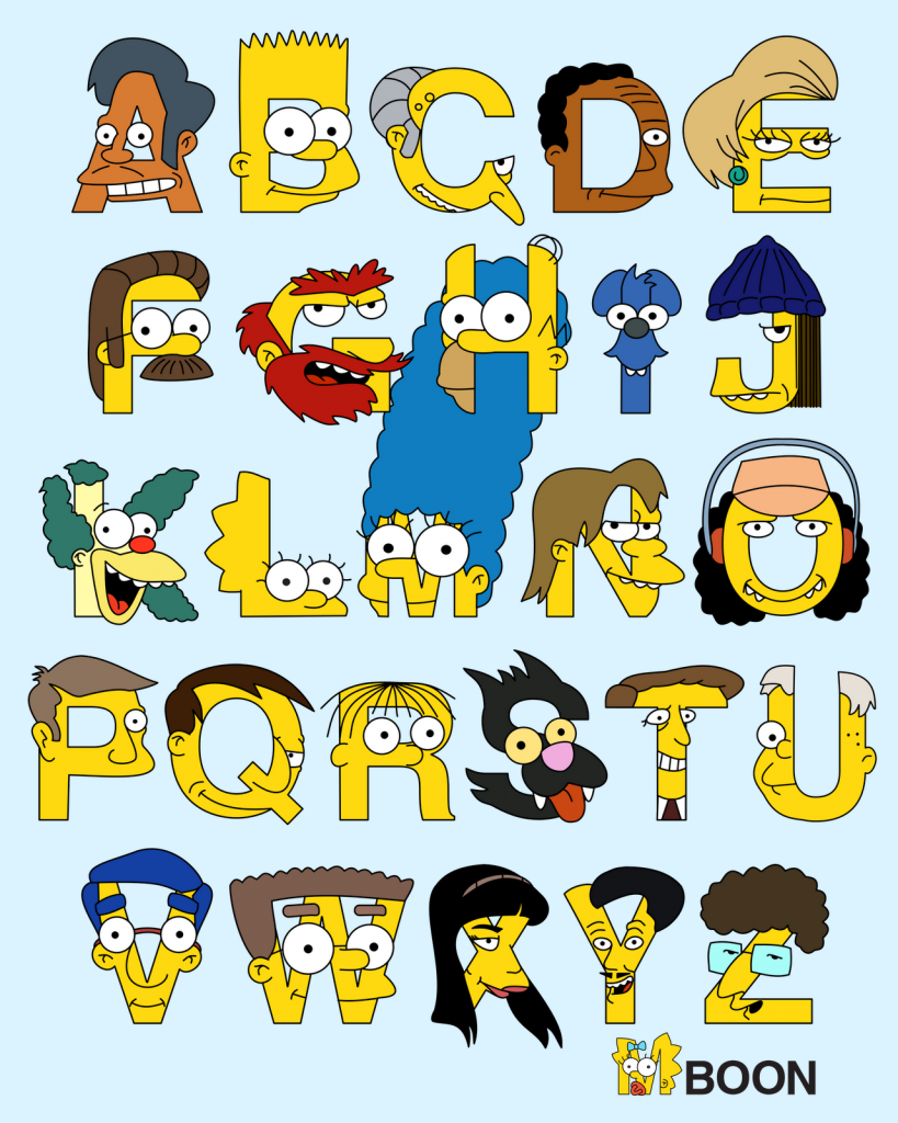 Abecedario Con Personajes De Simpson - Simpsons Alphabet (819x1024), Png Download