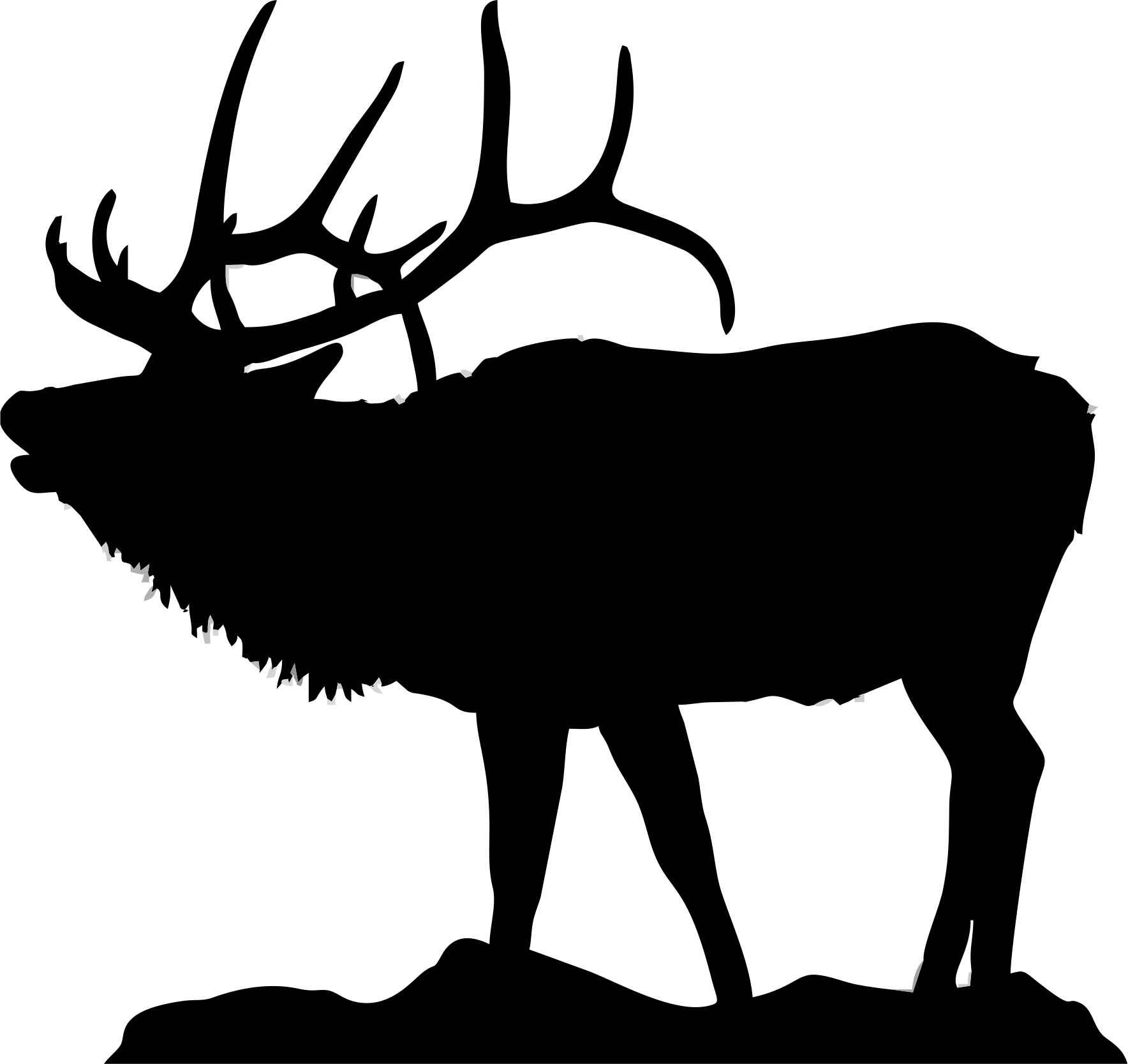 Clipart - Silhouette Of An Elk (1768x1667), Png Download