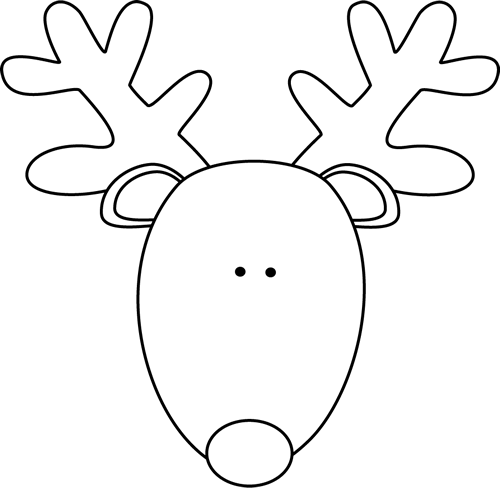 Reindeer Head Black White 500×488 Pixels Reindeer Face, - Reindeer Head Clipart Black And White (500x488), Png Download