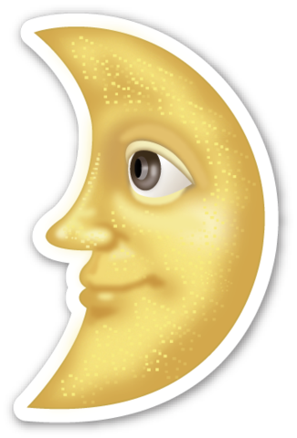 First Quarter Moon With Face - Moon Emoji Sticker (325x480), Png Download