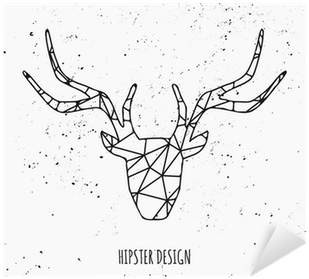 Stylized Deer Head Silhouette Design Sticker • Pixers® - Geometric Deer Head Vector (400x400), Png Download