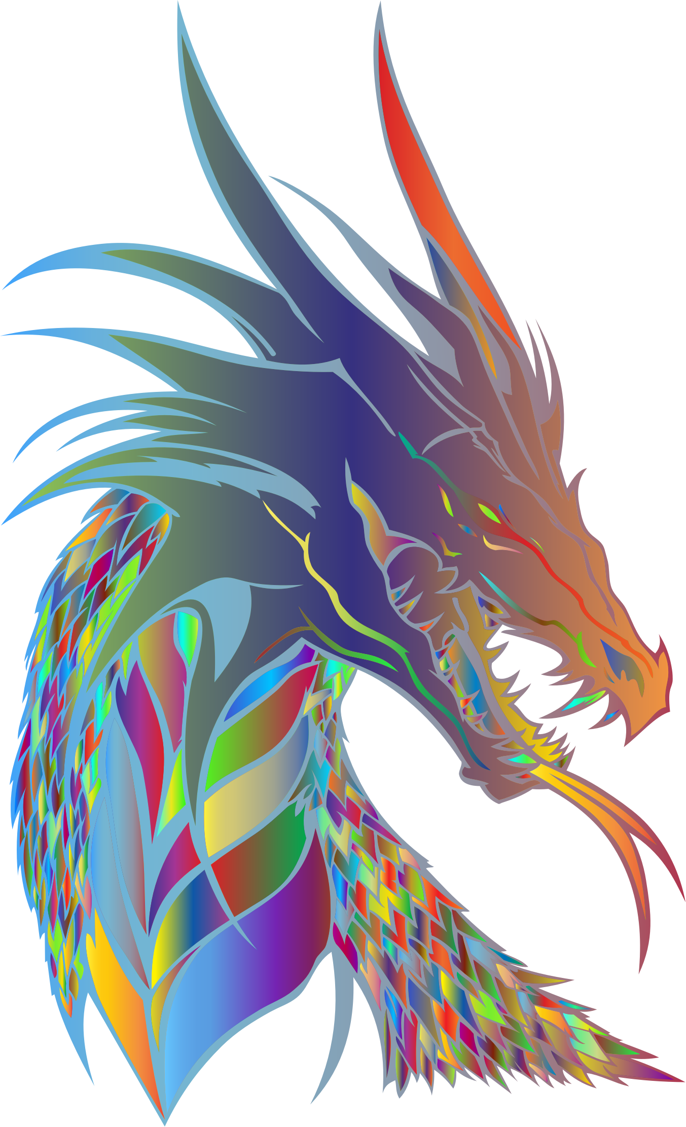 Prismatic Big Image Png - Mythical Creature Head Dragon (1353x2223), Png Download