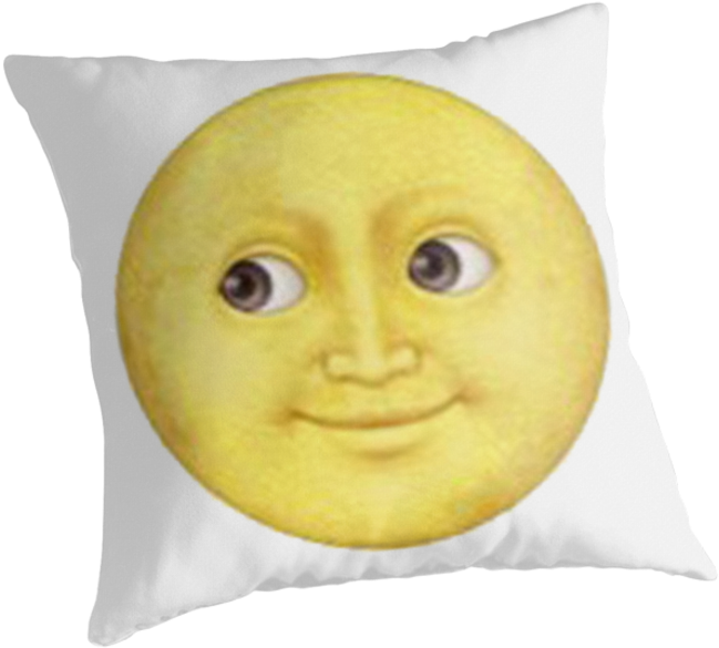 "yellow Moon Face Emoji" Throw Pillows By Dennisnewsome - Emoji (875x875), Png Download