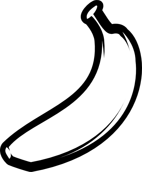 Banner Free Bananas Vector Black And White - Clip Art Black And White Banana (492x594), Png Download