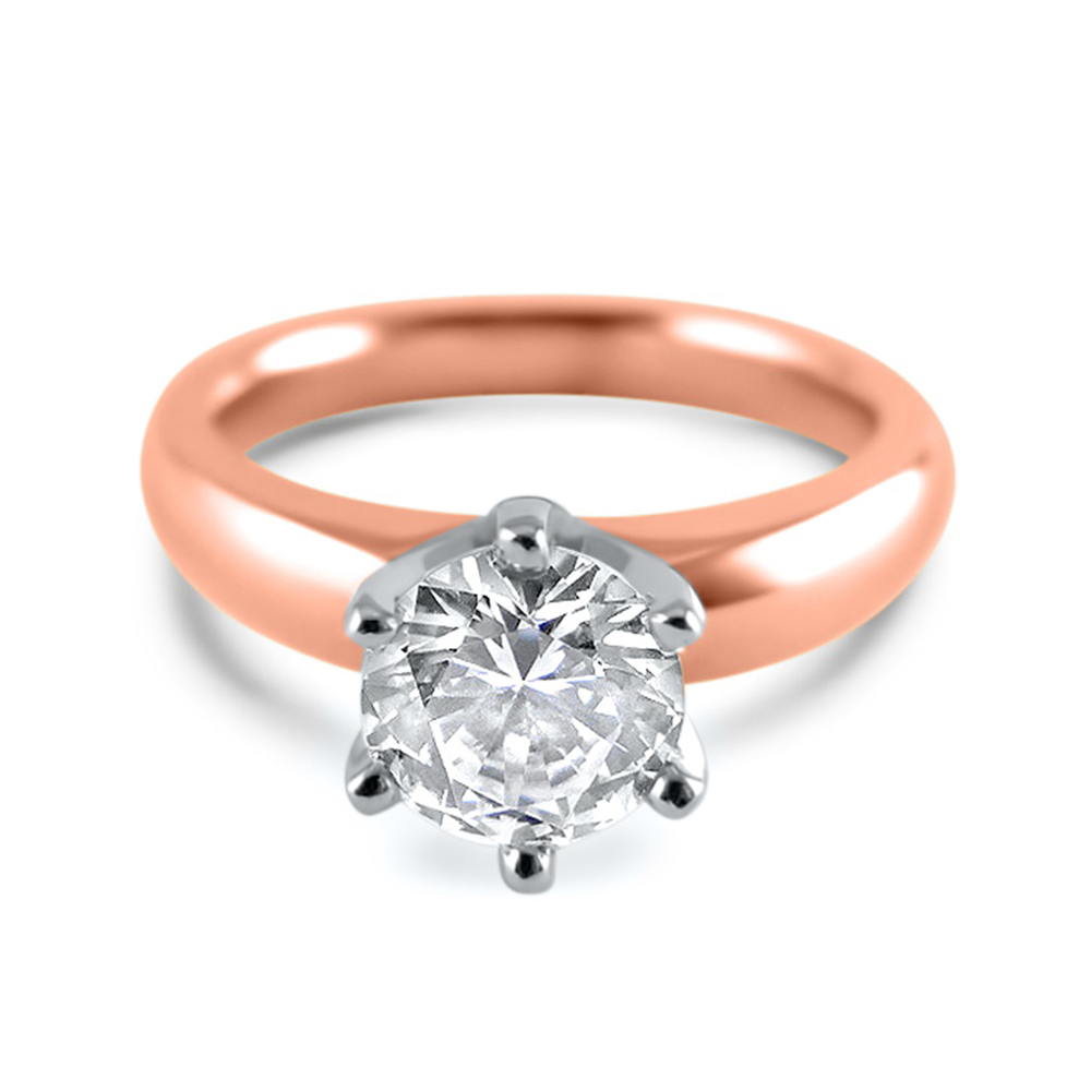 Rose Gold 6 Prong Tulip Head Forever One Engagement (1000x1000), Png Download
