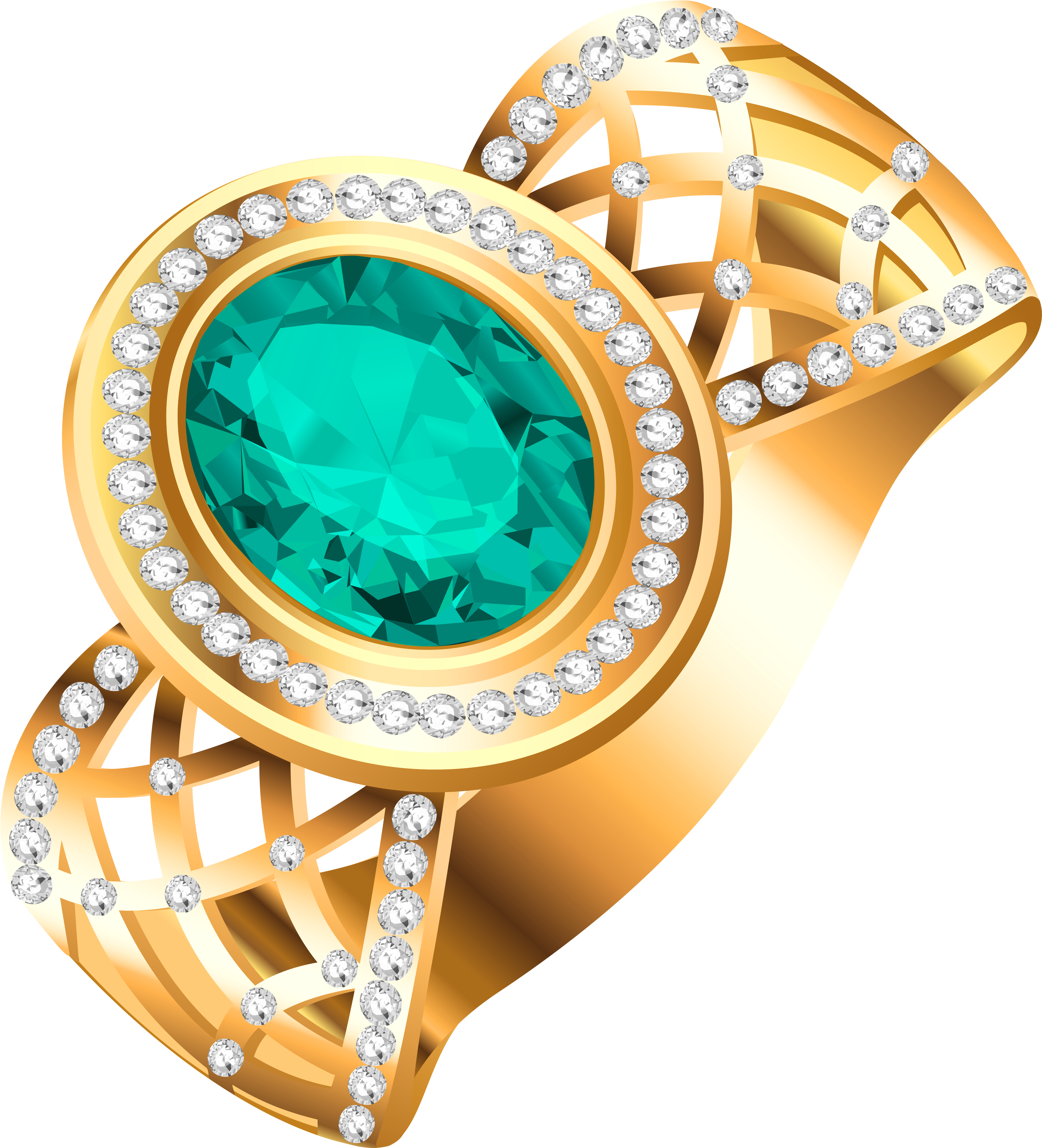 Jewelry Clipart Diamond Ring - Golden Ring Png (4879x5044), Png Download