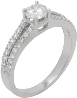 14k White Gold Diamond Ring Central Stone Size 5mm - 14k White Gold (800x800), Png Download