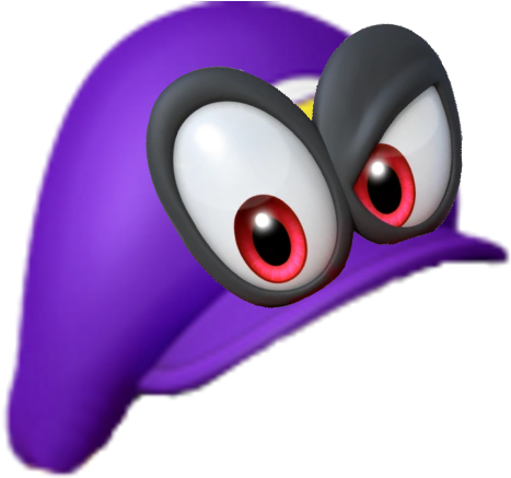Cappy On Waluigi's Cap - Waluigi Hat Transparent (510x441), Png Download