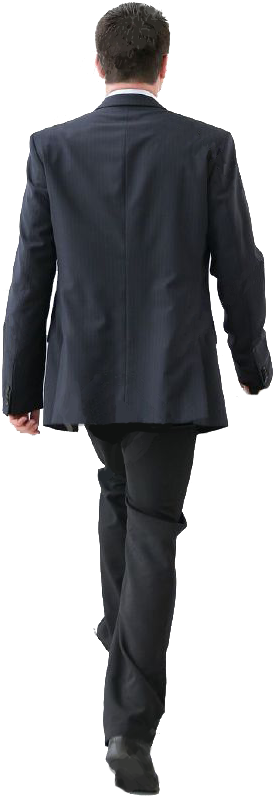 Cutout Man Walking Back People Cutout, Cut Out People, - Man In Suit Back Png (334x858), Png Download