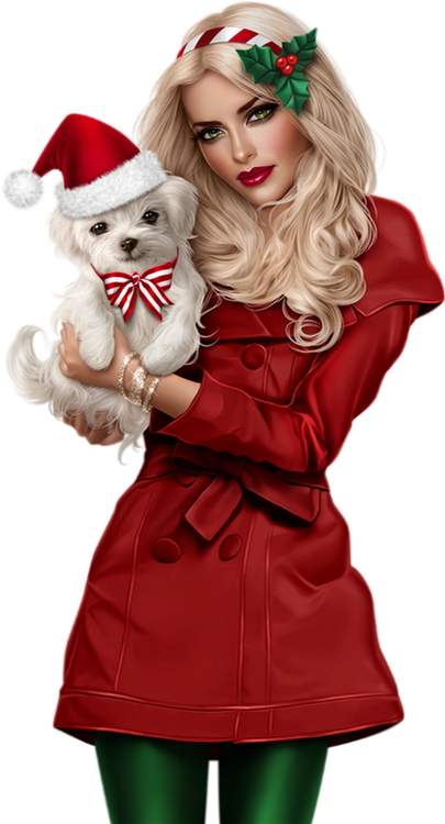 Tube Noël - Christmas Femme Png (405x750), Png Download