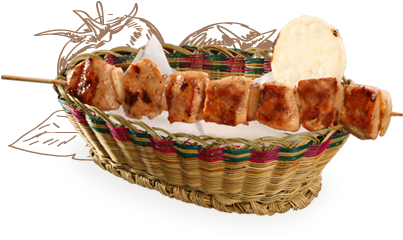 Pinchos - Chuzo De Pollo Con Arepa (452x284), Png Download