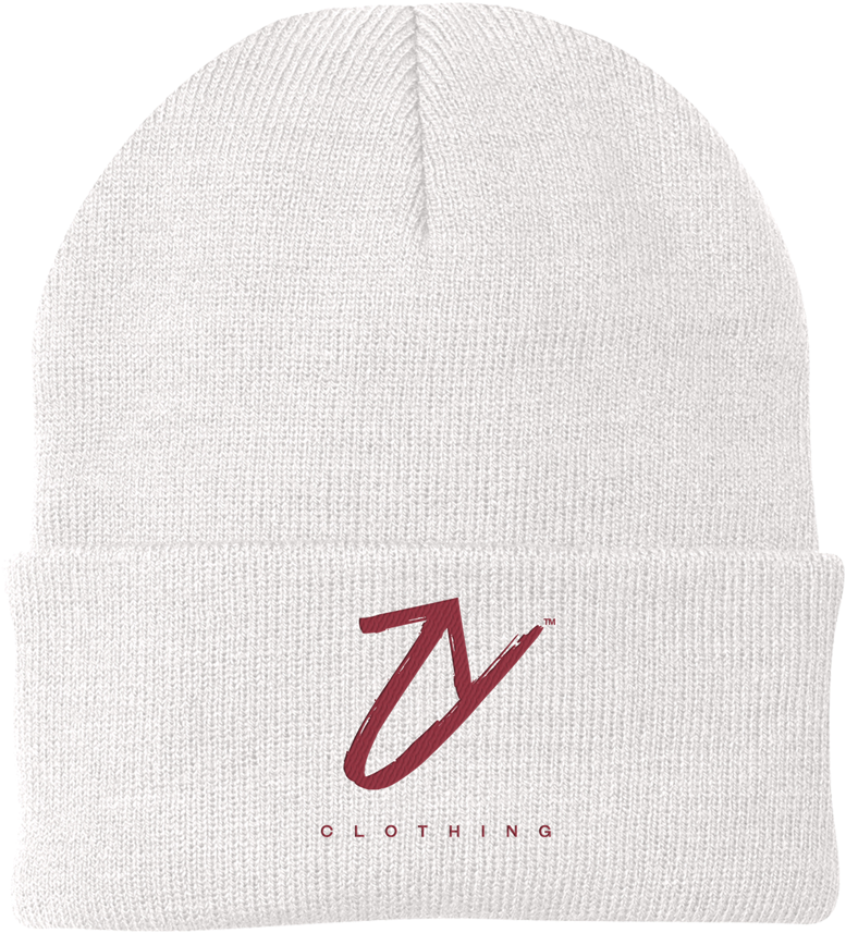 Image Of "u Clothing" White/burgundy Beanie - Clothing (921x1000), Png Download