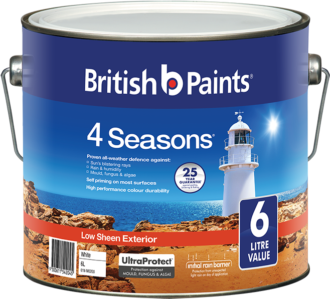 British Paints 4 Seasons 6 Litres - British Paints 4 Seasons (700x673), Png Download