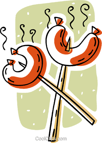 Salchichas Cocidas En Los Pinchos Libres De Derechos - Wurst Am Spiess Clipart (342x480), Png Download