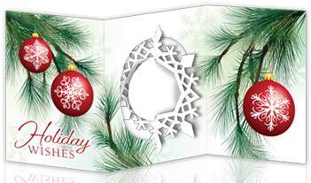 Festive Pine Branches Spin Card - Christmas Ornament (545x305), Png Download
