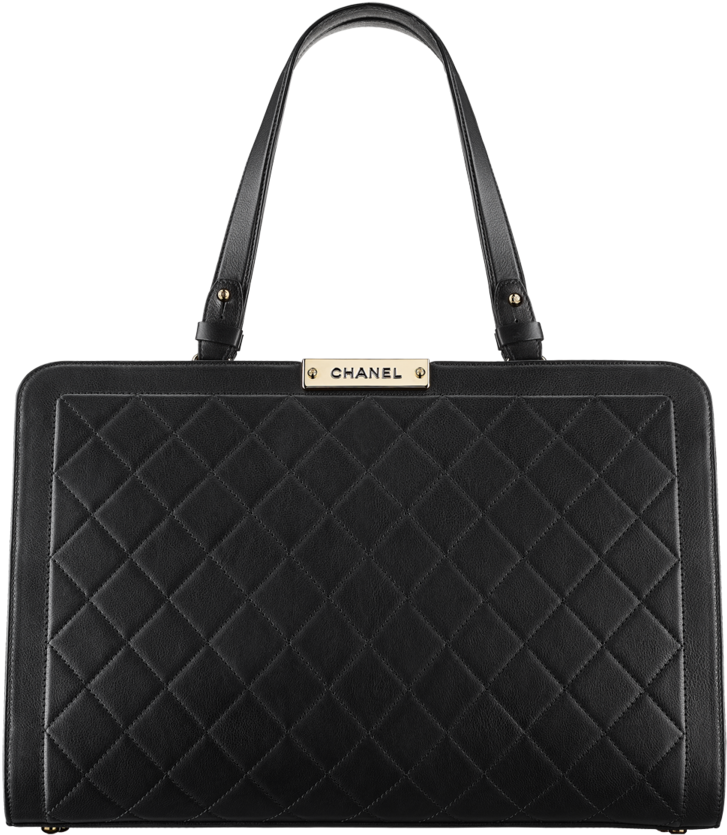 Large Shopping Bag, Calfskin & Gold Tone Metal Black - Italian Leather Tote Blue (846x1080), Png Download