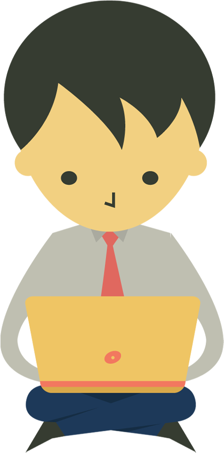 Cartoon Businessman With His Laptop - Cartoon With Laptop Png (450x900), Png Download