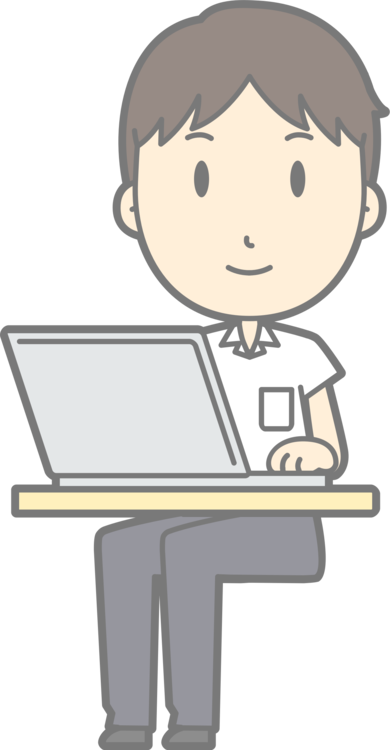 Cartoon Laptop Drawing - Computer Clipart Female Typing On Computer (390x750), Png Download
