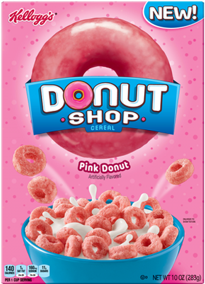 Kellogg's Donut Shop Cereal Pink 453g - Kellogg's Donut Shop Cereal (1111x736), Png Download