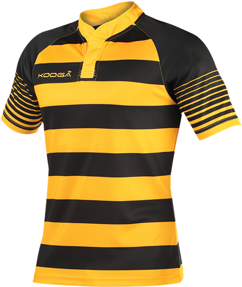Kg106bkgo Admin2018 05 12t06 - Kooga Kids K106b Touchline Hooped Match Shirt Black/ (500x588), Png Download