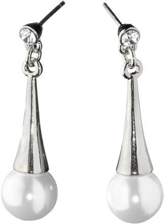 Rhodium Bell Top With White Pearl - Gold (500x500), Png Download