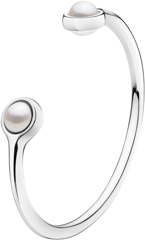 Georg Jensen Sphere Pearl Set Open Silver Bangle - Georg Jensen Smykker (600x600), Png Download
