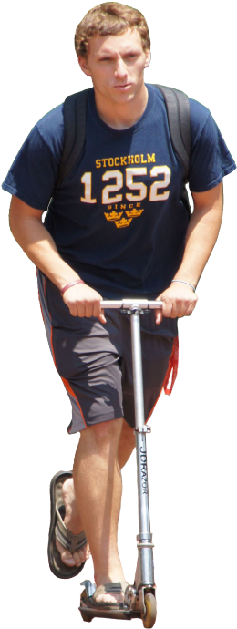 College Student On Razor Scooter Source - Human (314x750), Png Download