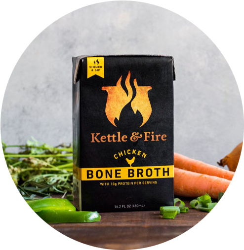 Real Food Resources - Kettle And Fire - Bone Broth Chicken - 16.2 Oz. (523x519), Png Download