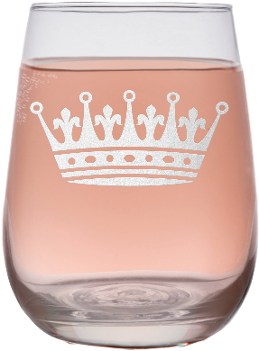Royalty 17oz Stemless Wine Glass Engraved Crown W/ - 17oz Stemless Wine Glass (400x400), Png Download