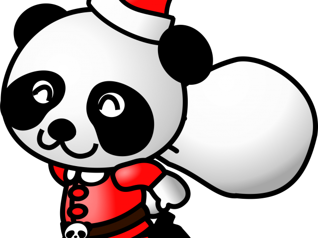 Panda Clipart Santa - Christmas Panda Clipart (640x480), Png Download