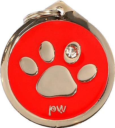 Chapa Identificativa Para Perro Fashion Diseño De Huella - B Roja Y Huella Azul (600x600), Png Download
