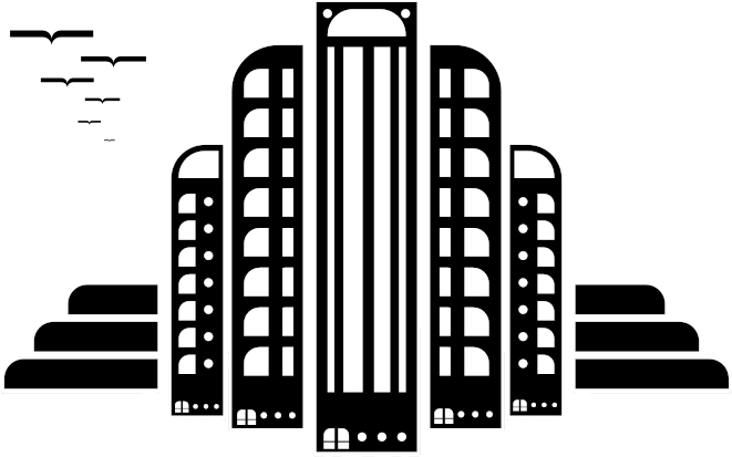 Empire State Building Silhouette Png Download - Art Deco Building Png (668x417), Png Download