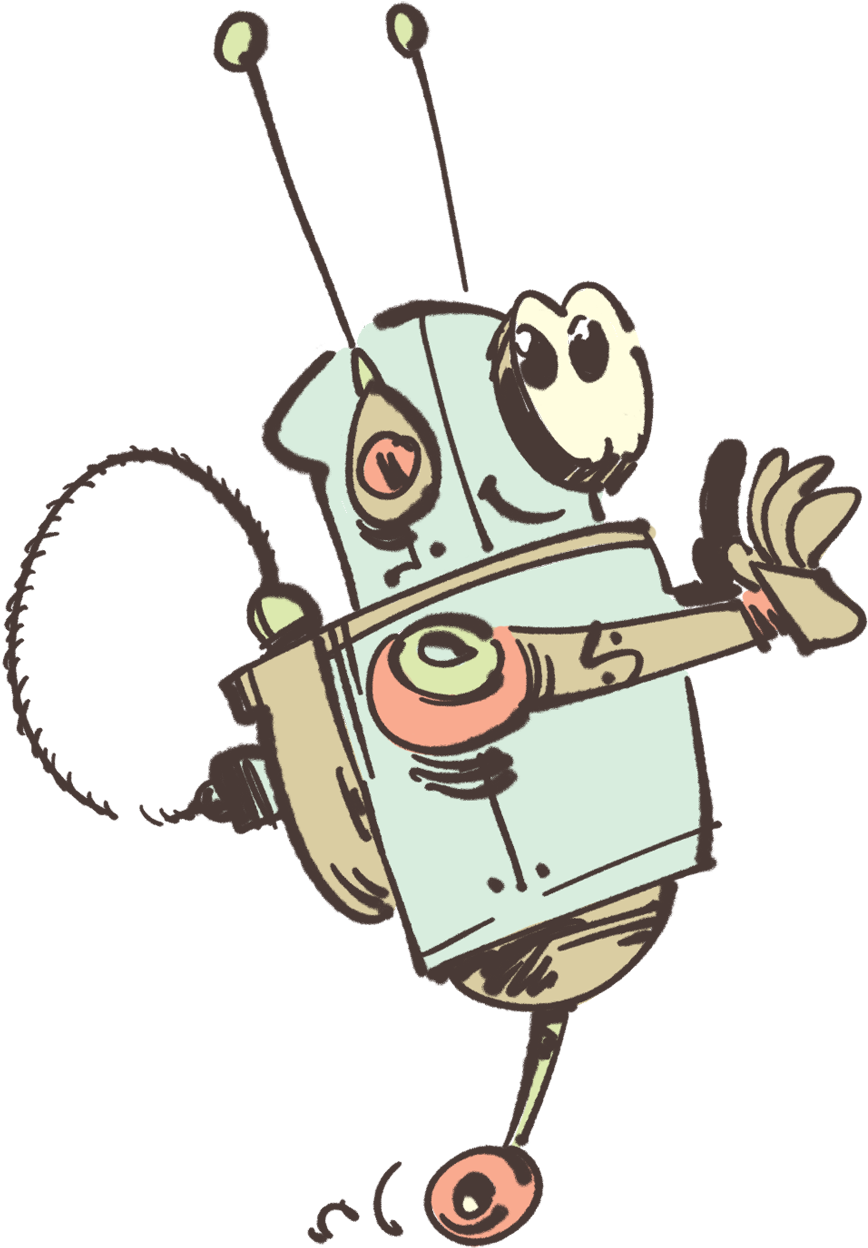 Cute Robot On Mono Wheel - Cesare Asaro (991x1400), Png Download