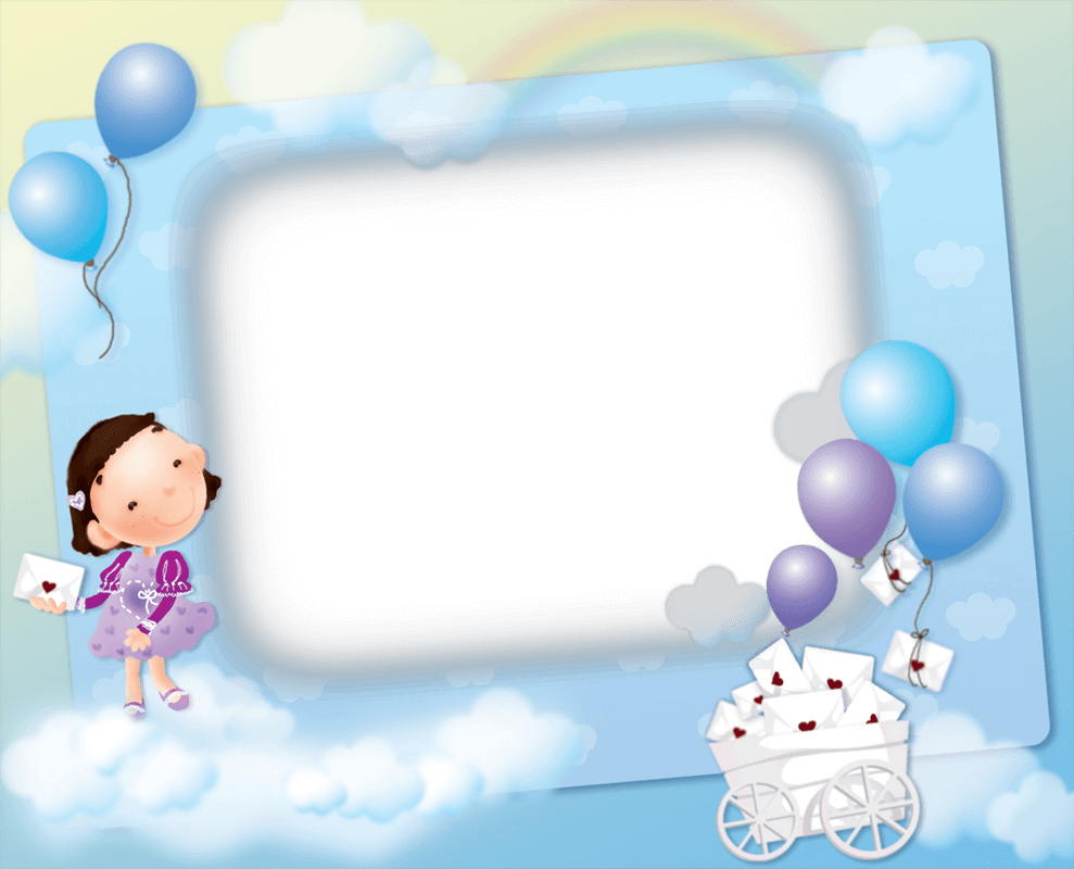 Marco Para Bebe Con Globos Azules - Cartoon Album Hd Background (989x800), Png Download